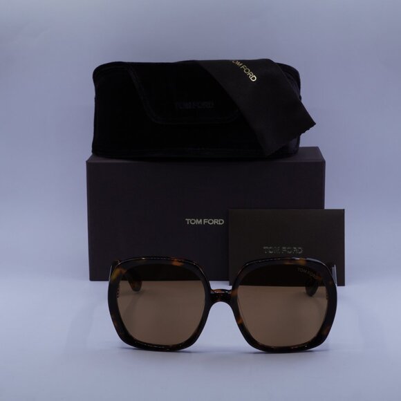 Tom Ford FT1221 52E Saffron Square Sunglasses - Dark Havana\Brown - Picture 2 of 10